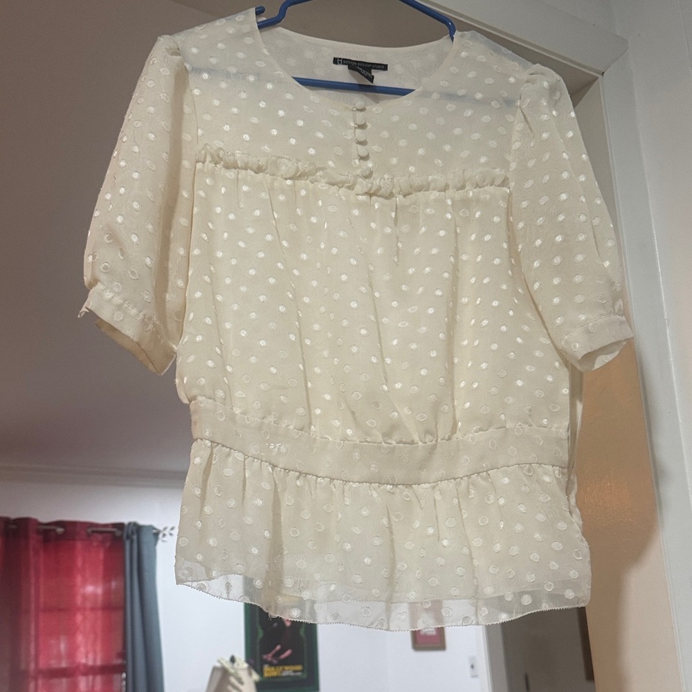 Elegant White Polka Dot Blouse